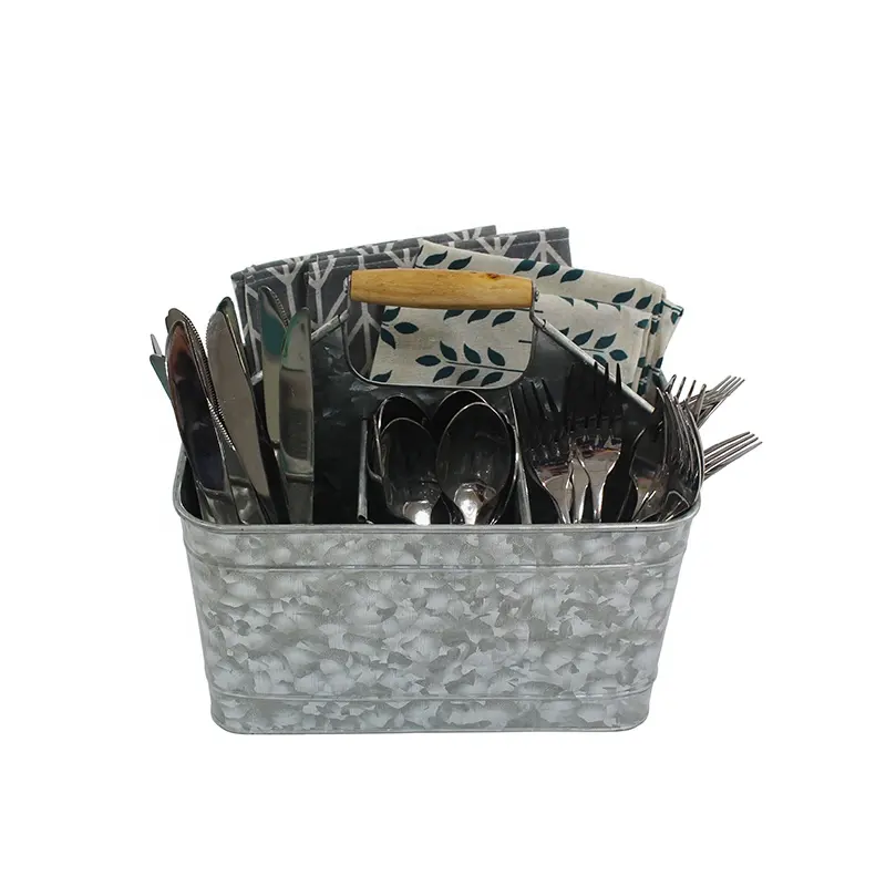 Artículos para el hogar Acero galvanizado Utensilio de 4 compartimentos Servilleta Utensilio Titular cocina Caddy Utenisl Caddy