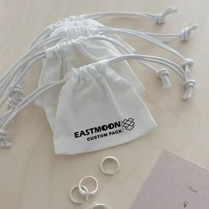 ถุงผ้ามัสลินพิมพ์โลโก้ตามสั่ง ถุงผ้ารูดสำหรับใส่เครื่องประดับ แหวน ต่างหู น้ำหอม บรรจุภัณฑ์กันฝุ่น - Product Image 1