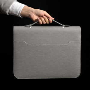 Black A4 Size Notebook Waterproof Portfolio Handle File <strong>Folder</strong> 4 <strong>Ring</strong> <strong>Binder</strong> Tan Document Holder Bag With Clip - Product Image 2