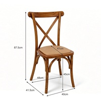 Chaises de salle à manger vintage à dossier croisé en bois, très demandées, pour restaurants, banquets, mariages et événements