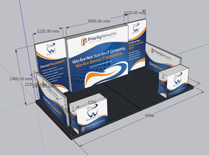 Sistema SEG de 20x10 pies con soporte de TV incluido y con retroiluminación LED o impresión sin LED que incluye cabina de feria comercial personalizada - Product Image 2