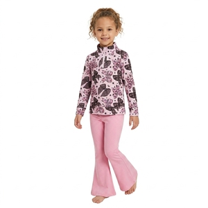 GLP3508 rts Ensemble de vêtements pour petite fille avec nœuds roses et imprimé Père Noël, vêtements pour enfants en gros, ensemble de vêtements pour fille à manches longues - Product Image 3