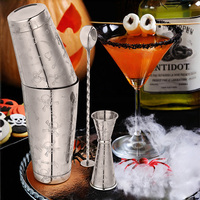 Shaker à cocktails Boston en acier inoxydable 304 avec gravure de crâne gothique, doseur et cuillère de barman pour bars à domicile et restaurants