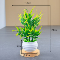 Vente en gros usine : Mini plantes artificielles en pot sans feuilles tombantes, feuilles de bambou, tiges vertes pour la décoration intérieure du salon et de la maison