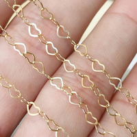 Cadena de corazón llena de oro de 14kk por carrete para proveedor de collar de joyería permanente