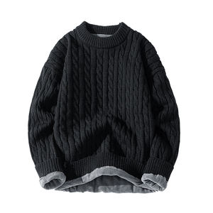 Pull en coton tricoté personnalisé pour homme, col rond long, motif hiver 2026 - Product Image 1