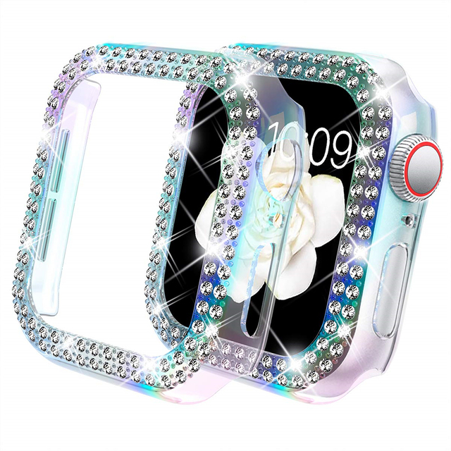 Women Crystal Covers Protective Accessories Diamond Case for Apple Watch 8 7 6 Se 40/44mm 41mm 45mm for IWatch Series 3 38/42mm