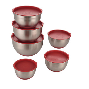 Set di Ciotole per Mescolare <span class=keywords><strong>FUNGHO</strong></span> in Acciaio Inox 304 con Fondo in Silicone per Insalata - Product Image 1
