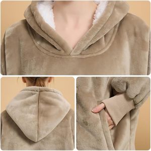 Factory Custom One Size Fits All Winter Dot Printed Christmas Oversized Wearable Giant Hoodie Blanket Sweatshirt Adult Hooded <b>TV</b> - Product Image 3
