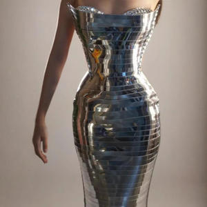 Dames Sexy Lovertjes Korset Lange Rok 2-delige Set Voor Festivals Zangeres Toont Podiumvoorstellingen Cocktailclubfeesten 'S Avonds - Product Image 2