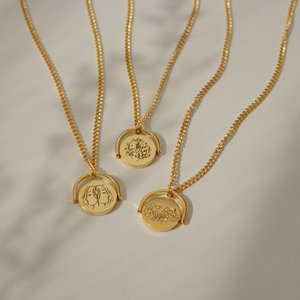 Collar de Acero Inoxidable Chapado en Oro de 18K con Signo Zodiacal para Mujer, Joyería con Colgante de Astrología y Horóscopo, Venta al Por Mayor - Product Image 1