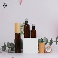 Flacon Roll-on en Verre Ambré Écologique avec Bouchon en Bambou, Vide, pour Cosmétiques et Huiles Essentielles, Marque YM, Modèle YM, Guangdong Gold