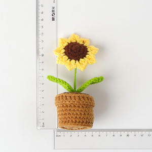 Tournesols et tulipes au crochet faits à la main, <span class=keywords><strong>mini</strong></span>-plante <span class=keywords><strong>en</strong></span> <span class=keywords><strong>pot</strong></span>, décoration d'intérieur, cadeaux pour la Saint-Valentin, Noël, fleur au crochet, <span class=keywords><strong>tournesol</strong></span> - Product Image 6