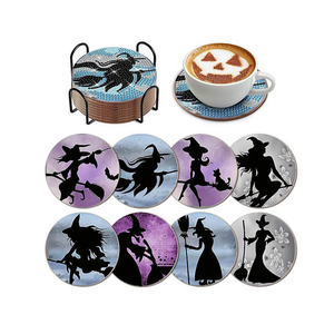 Kit de Arte de Diamantes DIY Abstracto Personalizado, Posavasos de <span class=keywords><strong>Pintura</strong></span> de Diamantes con Diseño de <span class=keywords><strong>Bruja</strong></span> de <span class=keywords><strong>Halloween</strong></span> Impreso con Logotipo para Fiestas y Eventos - Product Image 2