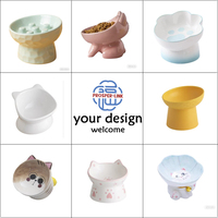 Bol en céramique pour animaux de compagnie de dessin animé Design et taille personnalisés pour chiens et chats Bol d'alimentation en eau et en nourriture pour animaux de compagnie