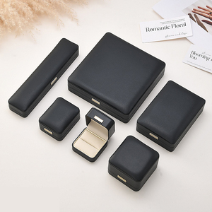 Luxury Classic Eco-friendly PU Leather Flip Jewelry Box Velvet Lining Rectangle Shape Square Pattern for <b>Necklace</b> Ring Display - Product Image 5