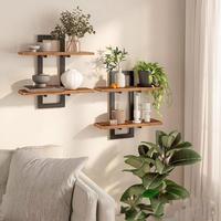 Étagère murale vintage à 2 niveaux en bois, support mural flottant en métal pour cuisine, étagère murale multifonction pour salle de bain