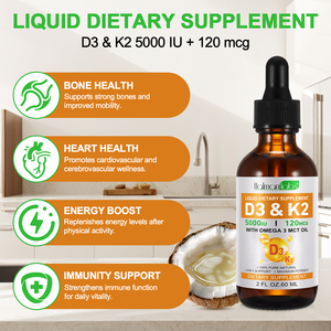 Hatmanlabs 100% Pure Natural Oral Liquid Dietes Compléments <span class=keywords><strong>5000</strong></span> UI Vitamine <span class=keywords><strong>D3</strong></span> <span class=keywords><strong>K2</strong></span> Gouttes avec Omega 3 Mct Oil - Product Image 3
