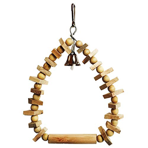 Uccello giocattolo con perline campane in legno naturale pappagallo appesa altalena giocattolo uccello altalena gabbia pappagallo appeso pesce persico uccello altalena - Product Image 4