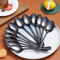 Cuillère à dîner noire en acier inoxydable poli miroir de haute qualité pour la vente en gros