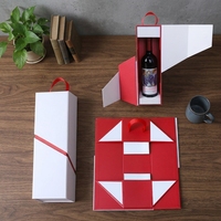 Boîte rigide en papier bordeaux de luxe avec logo imprimé, aimantée, pliable, personnalisée