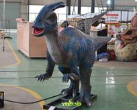 Modèle de dinosaure animatronique Parasaurolophus bleu personnalisé, télécommandé, en silicone, pour parcs d'aventure et jardins extérieurs