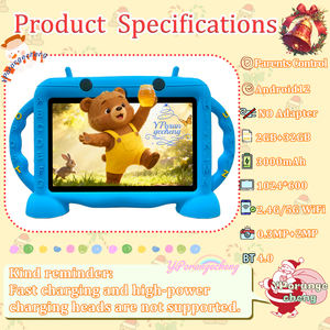 Tablette pour enfants Android 12 7 pouces la plus vendue, 2 Go + 32 Go, appareil photo 2 MP, processeur quadricœur MTK, batterie 3000 mAh, Wi-Fi, résolution 1024 x 600, nouvelle - Product Image 2