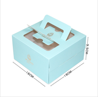 Boîte d'emballage pour pâtisserie 16*16*9.5CM, mini boîte à mousse, boîte à gâteau portable, boîte à quatre fromages avec fond
