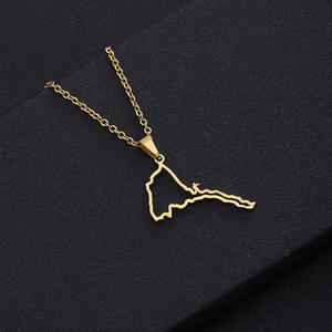 <span class=keywords><strong>Collier</strong></span> tendance en acier inoxydable avec pendentif carte de l'Érythrée, étanche, plaqué or, pendentif carte de l'Érythrée creux - Product Image 2