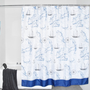 Eco-Friendly Washable Customized World Map Pattern <strong>Nautical</strong> Shower <strong>Curtain</strong> - Product Image 6