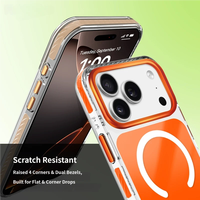 Étui de téléphone magnétique de luxe design avec boutons métalliques, coque de protection transparente antichoc en acrylique pour iPhone 15-17 Pro Max