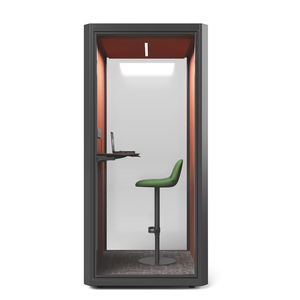 Cabine téléphonique acoustique moderne en métal pour une personne, <span class=keywords><strong>avec</strong></span> porte en verre et intérieur <span class=keywords><strong>orange</strong></span>, pour bureau à aire ouverte - Product Image 1