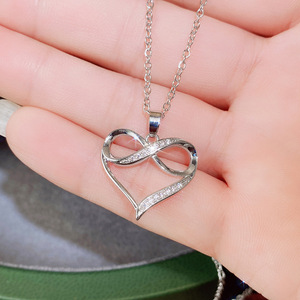 Collier pendentif Cœur Infini pour Femme, Chaîne de Clavicule Style Doux, Bijou Tendance - Product Image 4