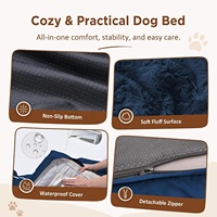 Lit orthopédique pour chien avec rebord, mousse alvéolée 25D, velours pelucheux, canapé apaisant pour grands chiens, imperméable et lavable