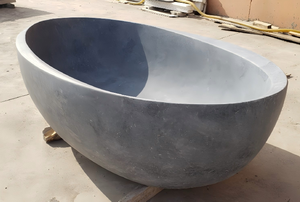 อ่างอาบน้ำรูปวงรีสั่งทำพิเศษสุดหรูหราทันสมัย หินอ่อนสีดำ/สีดำหยก แบบตั้งพื้น สำหรับแช่ตัวในห้องน้ำ วิลล่า โรงแรม บ้าน - Product Image 2