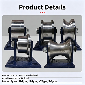 Rouleau de porte à rainure en V personnalisé, OEM, certifié CE, avec plaque de base, en acier galvanisé robuste, double roulement, disponible en version OEM - Product Image 4