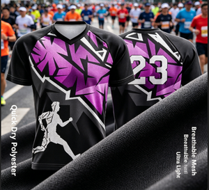 Camiseta Deportiva Sublimada con Cuello en <span class=keywords><strong>V</strong></span> de Secado Rápido para Hombre, Personalizada con Graffiti, Número y Logotipo, Uniforme de Equipo de Maratón - Product Image 2