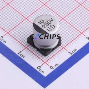 Condensateur électrolytique en aluminium SMD UD2E100M1010, SMD, D10xL10.2mm 10uF 20% 250V 10mm - Product Image 1