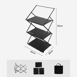 Table pliante d'extérieur en alliage d'aluminium 56,5x30,5x96cm, base croisée, design minimaliste, étagère de camping portable, double usage - Product Image 5