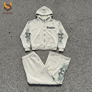 Ensemble survêtement homme personnalisé avec logo par sublimation, broderie, streetwear, pantalon de jogging et sweat à capuche oversize - Product Image 1
