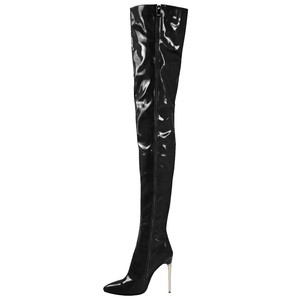 Bottes au-dessus du genou à la mode pour femmes avec fermeture à lacets de 12cm de hauteur de talon <span class=keywords><strong>grande</strong></span> <span class=keywords><strong>taille</strong></span> pour l'hiver - Product Image 1