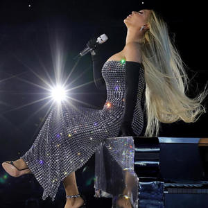 Robe longue moulante décontractée à strass, dos nu, bretelles, sans manches, style tube top amincissant - Product Image 2