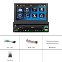 Autoradio MP5 7 pouces 1DIN rétractable manuel, fonction Mirror Link pour la duplication d'écran de téléphone, navigation GPS, lecteur tout-en-un