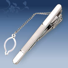 Pinces à cravate en argent de haute qualité hommes avec chaîne barrettes de mariage métal pour hommes accessoires - Product Image 6