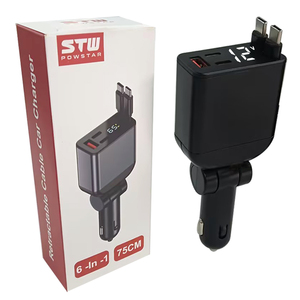 Cargador de coche 4 en 1 de 120W con certificación FCC, el mejor cargador de coche con USB retráctil para 14 Pro Max - Product Image 6
