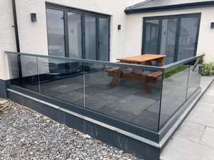 Système de balustrade en verre sans cadre moderne pour escaliers extérieurs, balcons, villas, centres commerciaux - Conception en aluminium en forme de U, résistant à <span class=keywords><strong>la</strong></span> rouille - Product Image 4