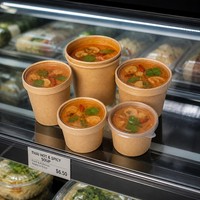 Bol à soupe en papier kraft avec couvercle, jetable, meilleur prix