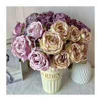 Vente en gros de fleurs artificielles de haute qualité pour la décoration de la maison de mariage rose fleur artificielle au toucher réel