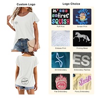 Camisetas de Cuello Redondo para Mujer al por Mayor, Blusas Casuales con Mangas Plisadas, Blusas Elegantes de Verano, Tops de Moda de Manga Corta con Estampado Elegante