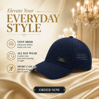 Casquette de golf personnalisée à 6 panneaux, perforée au laser en forme de goutte d'eau, respirante et légère, pour l'entraînement au golf